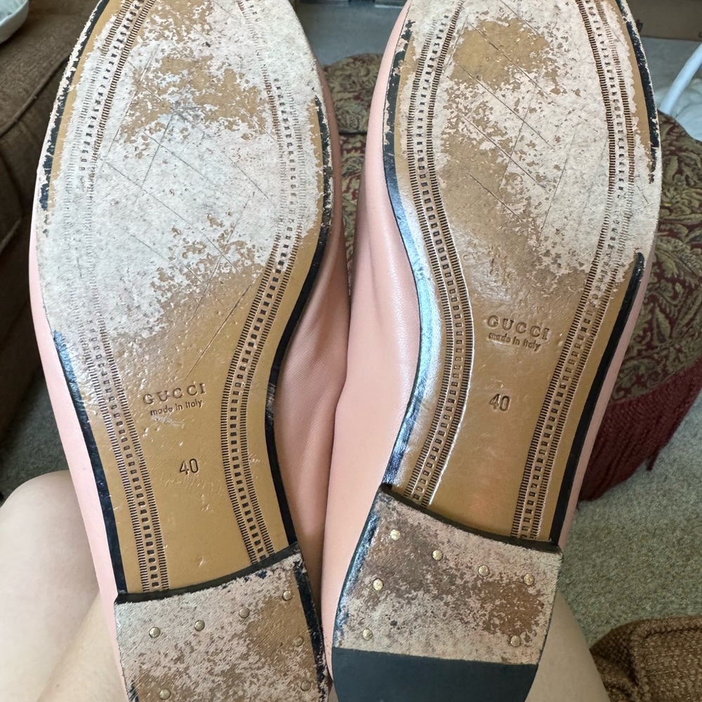 Gucci Pale Pink Leather Horsebit Loafers - Picture 3 of 3